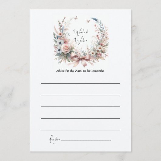 Elegante Bow Floral Baby shower Mom-to-Be Advieskaart (Voorkant)