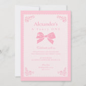 Elegante Bow Floral Fancy ONE Girl 1st Birthday Kaart (Voorkant)