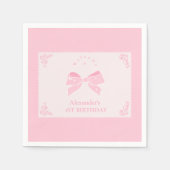 Elegante Bow Floral Fancy ONE Girl 1st Birthday Servet (Voorkant)