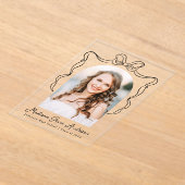 Elegante Bow Foto Acryl Afstuderen Aankondiging (Laagn)