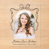 Elegante Bow Foto Acryl Afstuderen Aankondiging (Voorkant)