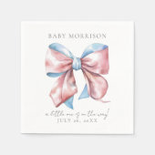 Elegante Bow Gender Reveal Servet (Voorkant)