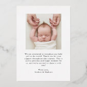 Elegante Bow Gold Folie Geboorteaankondiging Uitnodiging (Achterkant)