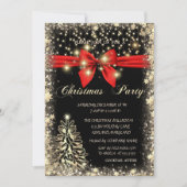 Elegante, Bow Gold Tree Stars Company Kerstmis Kaart (Voorkant)