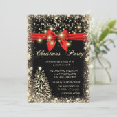 Elegante, Bow Gold Tree Stars Company Kerstmis Kaart (Staand voorkant)