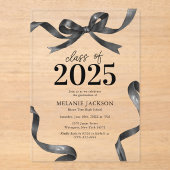 Elegante Bow Graduation Party Acryl Uitnodigingen (Voorkant)