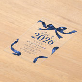 Elegante Bow Graduation Party Acryl Uitnodigingen (Laagn)