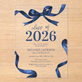 Elegante Bow Graduation Party Acryl Uitnodigingen (Voorkant)