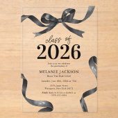 Elegante Bow Graduation Party Acryl Uitnodigingen (Voorkant)