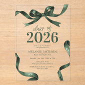 Elegante Bow Graduation Party Acryl Uitnodigingen (Voorkant)