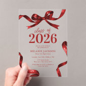 Elegante Bow Graduation Party Acryl Uitnodigingen (Insitu (Draagbaar))