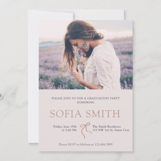 Elegante Bow Graduation Party uitnodiging (Voorkant)