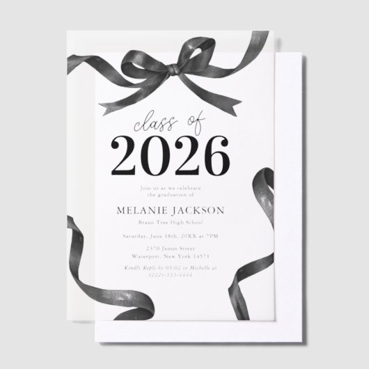 Elegante Bow Graduation Party Vellum Uitnodigingen (Offset)