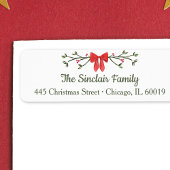 Elegante Bow & Holly gepersonaliseerde kerst terug Etiket