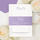 Elegante Bow Lavender bruiloft Uitnodigingen Wikkel