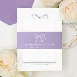 Elegante Bow Lavender bruiloft Uitnodigingen Wikkel