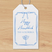 Elegante Bow Menorah Custom Name Happy Chanoeka Cadeaulabel