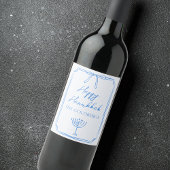 Elegante Bow Menorah Custom Name Happy Chanoeka Wijn Etiket