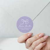 Elegante Bow Paarse Afstuderen Ronde Sticker