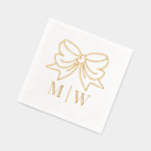 Elegante Bow Ribbon #4 Trouwpaar Initialen Folie Servetten (Links)