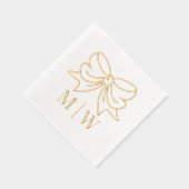 Elegante Bow Ribbon #4 Trouwpaar Initialen Folie Servetten (Rechts)