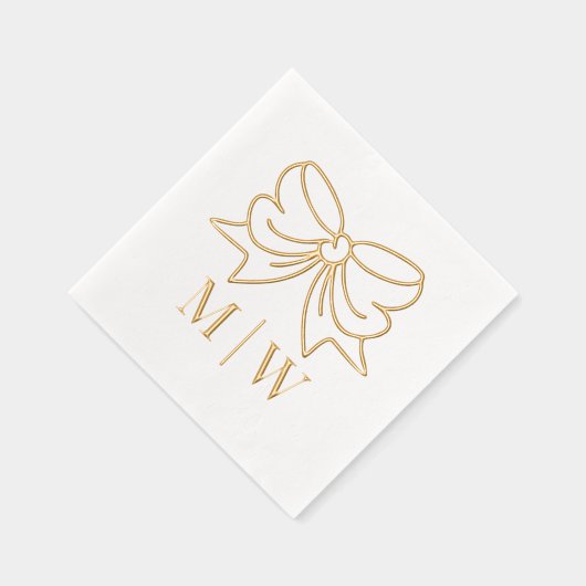 Elegante Bow Ribbon #4 Trouwpaar Initialen Folie Servetten (Rechts)