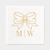 Elegante Bow Ribbon #4 Trouwpaar Initialen Folie Servetten (Voorkant)