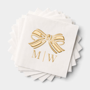 Elegante Bow Ribbon #5 Trouwpaar Initialen Folie Servetten
