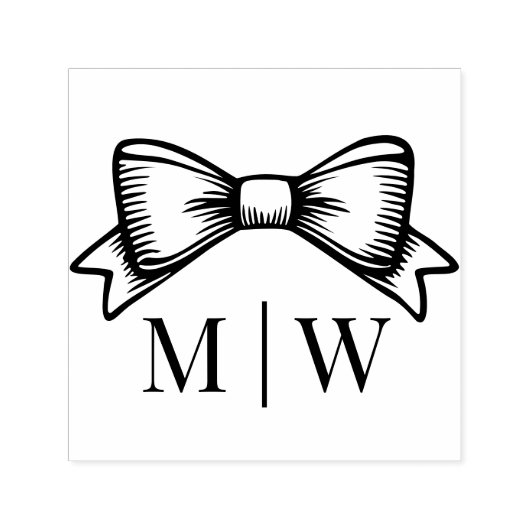 Elegante Bow Ribbon #6 Bruidspaar Initialen Zelfinktende Stempel (Design)