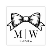 Elegante Bow Ribbon #6 Trouwpaar Initialen Datum Zelfinktende Stempel (Design)