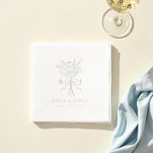 Elegante Bow Ribbon Bloemen Boeket Huwelijk Monogr Folie Servetten