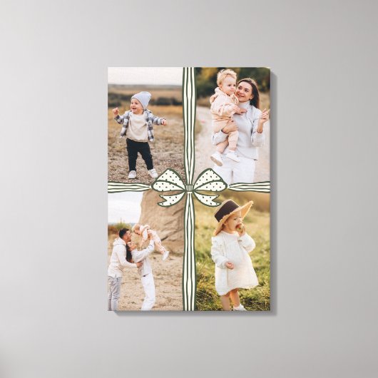 Elegante Bow & Ribbon Cadeau Familie Fotocollage Canvas Afdruk (Voorkant)