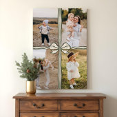 Elegante Bow & Ribbon Cadeau Familie Fotocollage Canvas Afdruk