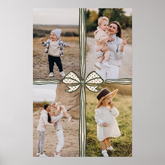 Elegante Bow & Ribbon Cadeau Familie Fotocollage Poster (Voorkant)