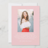Elegante  Bow Roze Foto Afstuderen Aankondiging (Achterkant)