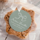 Elegante  Bow Sage Green Afstuderen Ronde Sticker