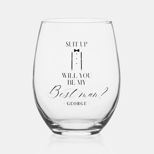 Elegante Bow Stropdas Suspenders Beste Man Voorste Wijnglas Zonder Voet (Voorkant)