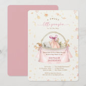 Elegante Bow Sweet Pink Little Pumpkin Baby shower Kaart (Voorkant / Achterkant)