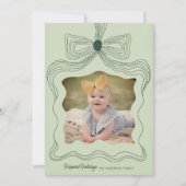 Elegante Bow Vakantie Fotokaart Groene Kerst Feestdagenkaart (Voorkant)