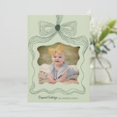 Elegante Bow Vakantie Fotokaart Groene Kerst Feestdagenkaart (Staand voorkant)