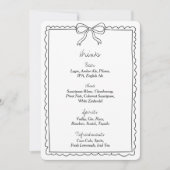 Elegante Bow Wedding Drinken Bar Menu Teken (Voorkant)
