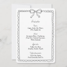 Elegante Bow Wedding Drinken Bar Menu Teken