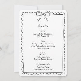 Elegante Bow Wedding Drinken Bar Menu Teken