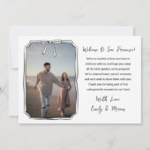 Elegante Bow Wedding Welcome Bag Kaart met Foto (Voorkant)
