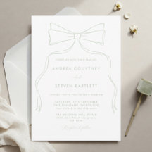 Elegante Bow White en Green Wedding Invitation