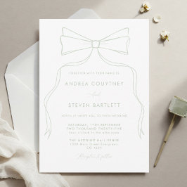 Elegante Bow White en Green Wedding Invitation Kaart