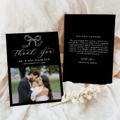 Elegante Bow Zwart-wit foto bruiloft Bedankkaart