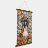 Elegante Boxerhond William Morris Geïnspireerd Hangend Wandkleed (Gebogen)