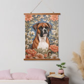 Elegante Boxerhond William Morris Geïnspireerd Hangend Wandkleed (Slaapkamer)