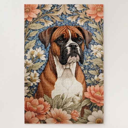 Elegante Boxerhond William Morris Geïnspireerd Legpuzzel (Verticaal)